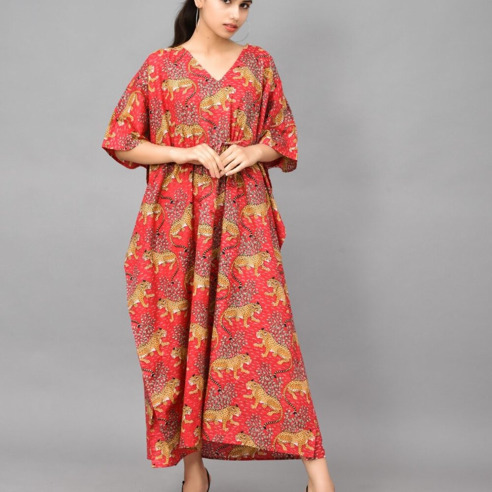 BRAND NEW BRAND NEW Tiger Print Cotton Kaftan free size Summer Dress Gift Him